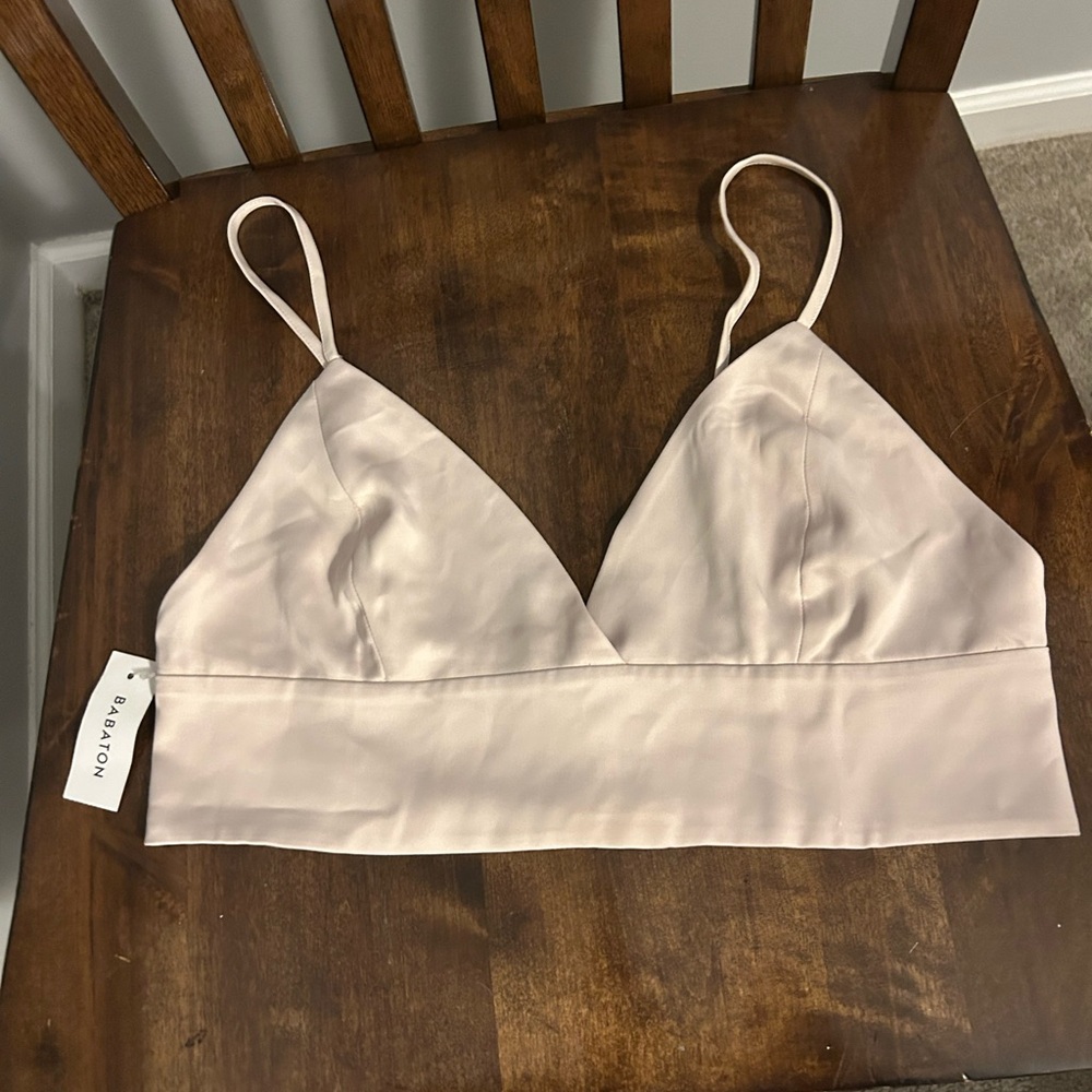 Aritzia Satin Bralette Crop Top in Light Blush